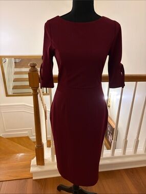 Classic Chandler Henry Burgundy Sheath Dress - Elegant Work & Event Dress